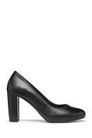 Geox Women's Black Walk Pleasure 85 Leather Thick Heeled Shoes | Derimod Geox Women's Black Walk Pleasure 85 Leather Thick Heeled Shoes | Derimod