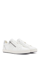 Geox Women's White Blomiee Lace-Up Leather Sneaker | Derimod Geox Women's White Blomiee Lace-Up Leather Sneaker | Derimod