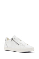 Geox Women's White Blomiee Lace-Up Leather Sneaker | Derimod Geox Women's White Blomiee Lace-Up Leather Sneaker | Derimod