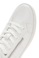 Geox Women's White Blomiee Lace-Up Leather Sneaker | Derimod Geox Women's White Blomiee Lace-Up Leather Sneaker | Derimod