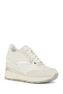 Geox Women's White Zosma Thick Sole Lace Up Leather Sneaker | Derimod Geox Women's White Zosma Thick Sole Lace Up Leather Sneaker | Derimod