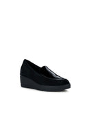 Geox Women's Black Ide B Wedge Heeled Leather Loafer | Derimod Geox Women's Black Ide B Wedge Heeled Leather Loafer | Derimod