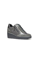 Geox Women's Gray Lace Up Thick Soled Sneaker | Derimod Geox Women's Gray Lace Up Thick Soled Sneaker | Derimod