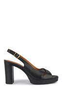 Geox Women Black Walk Pleasure 85S Back Buckle Thick Heel Leather Shoe | Derimod Geox Women Black Walk Pleasure 85S Back Buckle Thick Heel Leather Shoe | Derimod