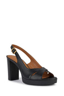 Geox Women Black Walk Pleasure 85S Back Buckle Thick Heel Leather Shoe | Derimod Geox Women Black Walk Pleasure 85S Back Buckle Thick Heel Leather Shoe | Derimod