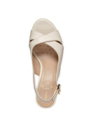 Geox Women Beige Walk Pleasure 85S Back Buckle Thick Heel Leather Sandals | Derimod Geox Women Beige Walk Pleasure 85S Back Buckle Thick Heel Leather Sandals | Derimod