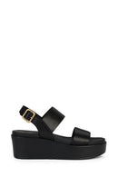 Geox Women's Black Xand Ankle Strap Wedge Heeled Leather Sandals | Derimod Geox Women's Black Xand Ankle Strap Wedge Heeled Leather Sandals | Derimod