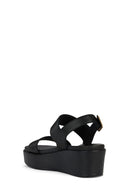 Geox Women's Black Xand Ankle Strap Wedge Heeled Leather Sandals | Derimod Geox Women's Black Xand Ankle Strap Wedge Heeled Leather Sandals | Derimod