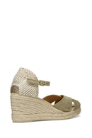 Geox Women Green Gelsa Low Ankle Buckle Wedge Heel Suede Leather Espadrille | Derimod Geox Women Green Gelsa Low Ankle Buckle Wedge Heel Suede Leather Espadrille | Derimod