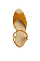 Geox Women Yellow Gelsa Low Wedge Heel Suede Leather Espadrille Sandal | Derimod Geox Women Yellow Gelsa Low Wedge Heel Suede Leather Espadrille Sandal | Derimod