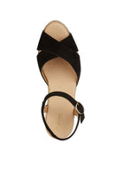 Geox Women Black Gelsa Low Ankle Buckle Wedge Heel Suede Leather Sandal | Derimod Geox Women Black Gelsa Low Ankle Buckle Wedge Heel Suede Leather Sandal | Derimod