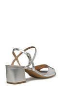 Geox Women Silver New Eraklia 50 Ankle Buckle Thick Heeled Metallic Leather Sandal | Derimod Geox Women Silver New Eraklia 50 Ankle Buckle Thick Heeled Metallic Leather Sandal | Derimod