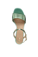 Geox Women Green New Eraklia 50 Ankle Buckle Thick Heeled Metallic Leather Sandal | Derimod Geox Women Green New Eraklia 50 Ankle Buckle Thick Heeled Metallic Leather Sandal | Derimod