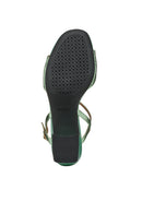 Geox Women Green New Eraklia 50 Ankle Buckle Thick Heeled Metallic Leather Sandal | Derimod Geox Women Green New Eraklia 50 Ankle Buckle Thick Heeled Metallic Leather Sandal | Derimod