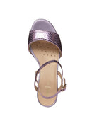 Geox Women Lilac New Eraklia 50 Ankle Buckle Thick Heel Metallic Leather Sandal | Derimod Geox Women Lilac New Eraklia 50 Ankle Buckle Thick Heel Metallic Leather Sandal | Derimod