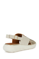 Geox Kadın Bej Spherica Ec5 Bantlı Deri Sandalet | Derimod Geox Kadın Bej Spherica Ec5 Bantlı Deri Sandalet | Derimod