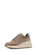 Geox Women Mink D Spherica Ec13 A - Nappa+Sued Lace-Up Wedge Heel Leather Sport Sneaker | Derimod Geox Women Mink D Spherica Ec13 A - Nappa+Sued Lace-Up Wedge Heel Leather Sport Sneaker | Derimod