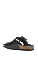 Geox Women Black D Brionia Ra - Nappa Stone Leather Slippers | Derimod Geox Women Black D Brionia Ra - Nappa Stone Leather Slippers | Derimod