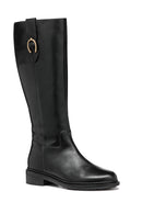 Geox Women Black D Walk Pleasure D - Smo.Lea Zippered Leather Boot | Derimod Geox Women Black D Walk Pleasure D - Smo.Lea Zippered Leather Boot | Derimod