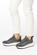 Geox Woman Grey Laced Thick Soled Fabric Sneakers | Derimod Geox Woman Grey Laced Thick Soled Fabric Sneakers | Derimod