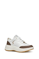 Geox Woman White Thick Sole Lace Up Leather Sneakers | Derimod Geox Woman White Thick Sole Lace Up Leather Sneakers | Derimod