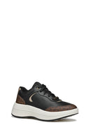 Geox Woman Black Spherica Ecub-3 Laced Thick Sole Leather Sneakers | Derimod Geox Woman Black Spherica Ecub-3 Laced Thick Sole Leather Sneakers | Derimod