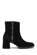 Geox Woman Black Zippered Chunky Heel Leather Boat | Derimod Geox Woman Black Zippered Chunky Heel Leather Boat | Derimod