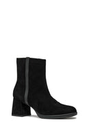 Geox Woman Black Zippered Chunky Heel Leather Boat | Derimod Geox Woman Black Zippered Chunky Heel Leather Boat | Derimod