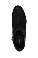 Geox Woman Black Zippered Chunky Heel Leather Boat | Derimod Geox Woman Black Zippered Chunky Heel Leather Boat | Derimod