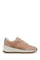 Geox Woman Beige Laced Thick Sole Patterned Leather Sneakers | Derimod Geox Woman Beige Laced Thick Sole Patterned Leather Sneakers | Derimod