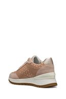 Geox Woman Beige Laced Thick Sole Patterned Leather Sneakers | Derimod Geox Woman Beige Laced Thick Sole Patterned Leather Sneakers | Derimod