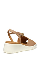 Geox Women Beige Meliconia Wedge Heel Leather Sandal | Derimod Geox Women Beige Meliconia Wedge Heel Leather Sandal | Derimod