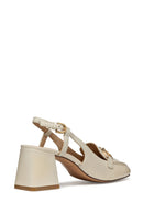 Geox Women Beige Coronilla Open Back Thick Heeled Leather Shoe | Derimod Geox Women Beige Coronilla Open Back Thick Heeled Leather Shoe | Derimod