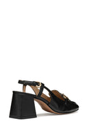 Geox Women Black Coronilla Open Back Thick Heel Leather Shoe | Derimod Geox Women Black Coronilla Open Back Thick Heel Leather Shoe | Derimod