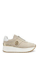 Geox Women Beige Low-Top Lace-Up Thick Sole Suede Leather Sneaker | Derimod Geox Women Beige Low-Top Lace-Up Thick Sole Suede Leather Sneaker | Derimod
