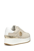 Geox Women Beige Low-Top Lace-Up Thick Sole Suede Leather Sneaker | Derimod Geox Women Beige Low-Top Lace-Up Thick Sole Suede Leather Sneaker | Derimod