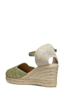 Geox Women Green Gelsa Low Ankle Buckle Wedge Heel Braided Leather Espadrille | Derimod Geox Women Green Gelsa Low Ankle Buckle Wedge Heel Braided Leather Espadrille | Derimod