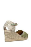 Geox Women Green Gelsa Low Ankle Buckle Wedge Heel Braided Leather Espadrille | Derimod Geox Women Green Gelsa Low Ankle Buckle Wedge Heel Braided Leather Espadrille | Derimod