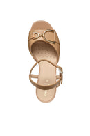 Geox Women Beige D New Eraklia 80 Ankle Buckle Thick Heel Leather Sandal | Derimod Geox Women Beige D New Eraklia 80 Ankle Buckle Thick Heel Leather Sandal | Derimod