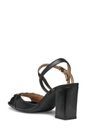 Geox Women Black D New Eraklia 80 Ankle Buckle Thick Heel Leather Sandal | Derimod Geox Women Black D New Eraklia 80 Ankle Buckle Thick Heel Leather Sandal | Derimod