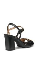 Geox Women Black D New Eraklia 80 Ankle Buckle Thick Heel Leather Sandal | Derimod Geox Women Black D New Eraklia 80 Ankle Buckle Thick Heel Leather Sandal | Derimod