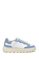 Geox Women White Spherica Ec4.1 Lace-Up Thick-Soled Leather Sneaker | Derimod Geox Women White Spherica Ec4.1 Lace-Up Thick-Soled Leather Sneaker | Derimod