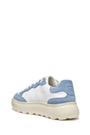 Geox Women White Spherica Ec4.1 Lace-Up Thick-Soled Leather Sneaker | Derimod Geox Women White Spherica Ec4.1 Lace-Up Thick-Soled Leather Sneaker | Derimod