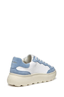 Geox Women White Spherica Ec4.1 Lace-Up Thick-Soled Leather Sneaker | Derimod Geox Women White Spherica Ec4.1 Lace-Up Thick-Soled Leather Sneaker | Derimod