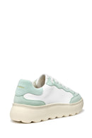 Geox Women White Spherica Ec4.1 Lace-Up Thick-Soled Leather Sneaker | Derimod Geox Women White Spherica Ec4.1 Lace-Up Thick-Soled Leather Sneaker | Derimod