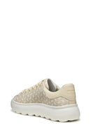Geox Women Beige Spherica Ec4.1 Lace-Up Patterned Thick-Soled Sneaker | Derimod Geox Women Beige Spherica Ec4.1 Lace-Up Patterned Thick-Soled Sneaker | Derimod