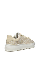 Geox Women Beige Spherica Ec4.1 Lace-Up Patterned Thick-Soled Sneaker | Derimod Geox Women Beige Spherica Ec4.1 Lace-Up Patterned Thick-Soled Sneaker | Derimod
