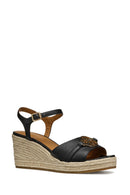 Geox Kadın Siyah D Panarea Dolgu Topuklu Deri Sandalet | Derimod Geox Kadın Siyah D Panarea Dolgu Topuklu Deri Sandalet | Derimod