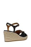 Geox Women Black D Panarea Wedge Heel Leather Sandal | Derimod Geox Women Black D Panarea Wedge Heel Leather Sandal | Derimod