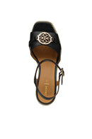 Geox Women Black D Panarea Wedge Heel Leather Sandal | Derimod Geox Women Black D Panarea Wedge Heel Leather Sandal | Derimod